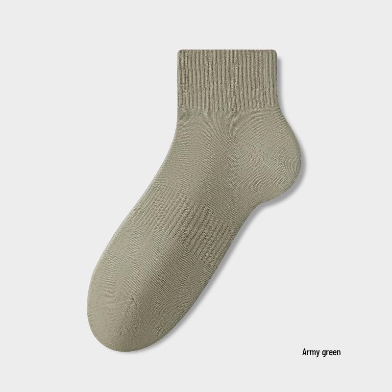 Men's Pure Cotton Mid-Calf Socks - Antibacterial, Sweat-Absorbent, Anti-Odor, Seamless Sports Socks for Autumn and Winter