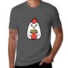 Cute chicken with a container of French fries TShirt Plus Size Basic Short Sleeve Top