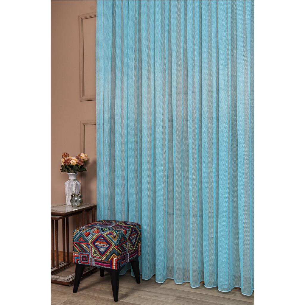 Tenda in tulle blu con motivo Poly Pattern 1/2,5 pieghe regolari