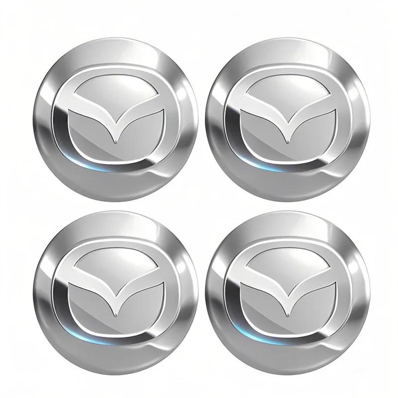 

2025 Hot 4Pcs Car Wheel Hub Center Metal Decals Sticker Accessories For Mazda 2 3 6 5 Atenza CX3 CX5 MX5 CX7 Axela CX30 CX90 CX6