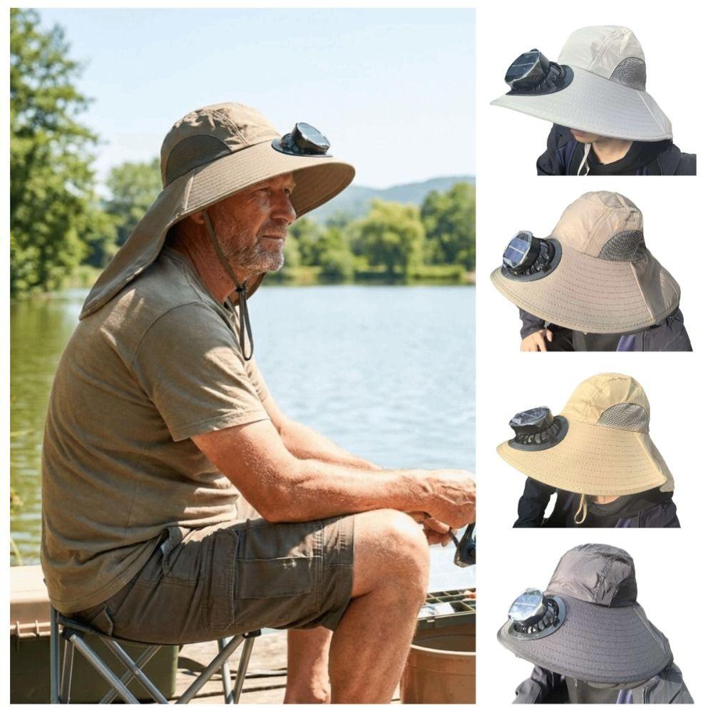 Breathable Sun Hat with Fan Strong Wind Summer Fan Visor Cap Fishing Bucket Hat Outdoor Travel