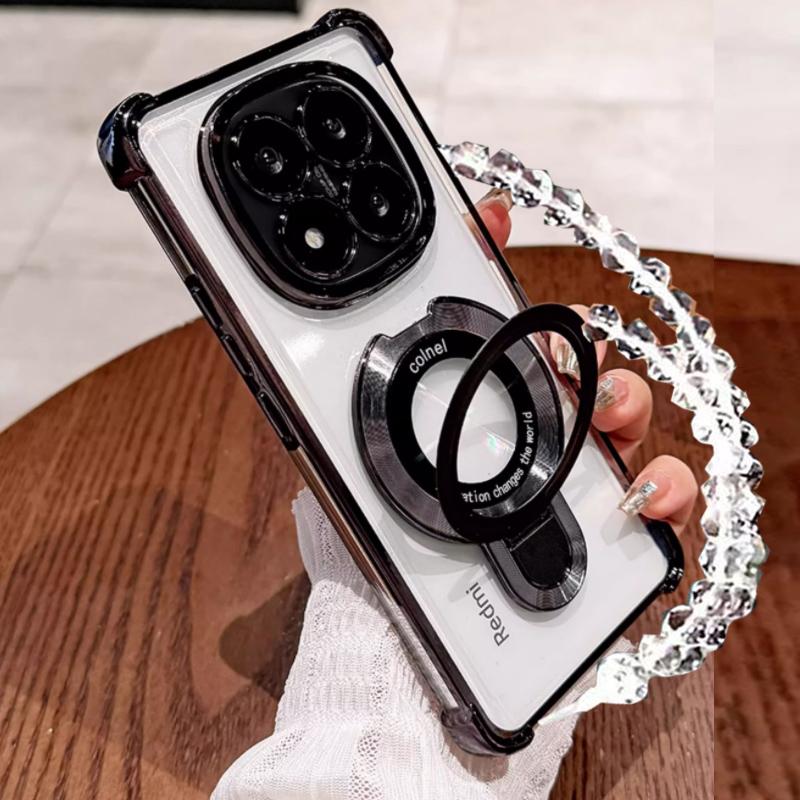 New Glitter Magsafe Magnetic Bracket Holde Bracelet Case for Xiaomi Redmi Note 14 13 12 11 10 Pro 14C 12C 13C Shockproof Cover
