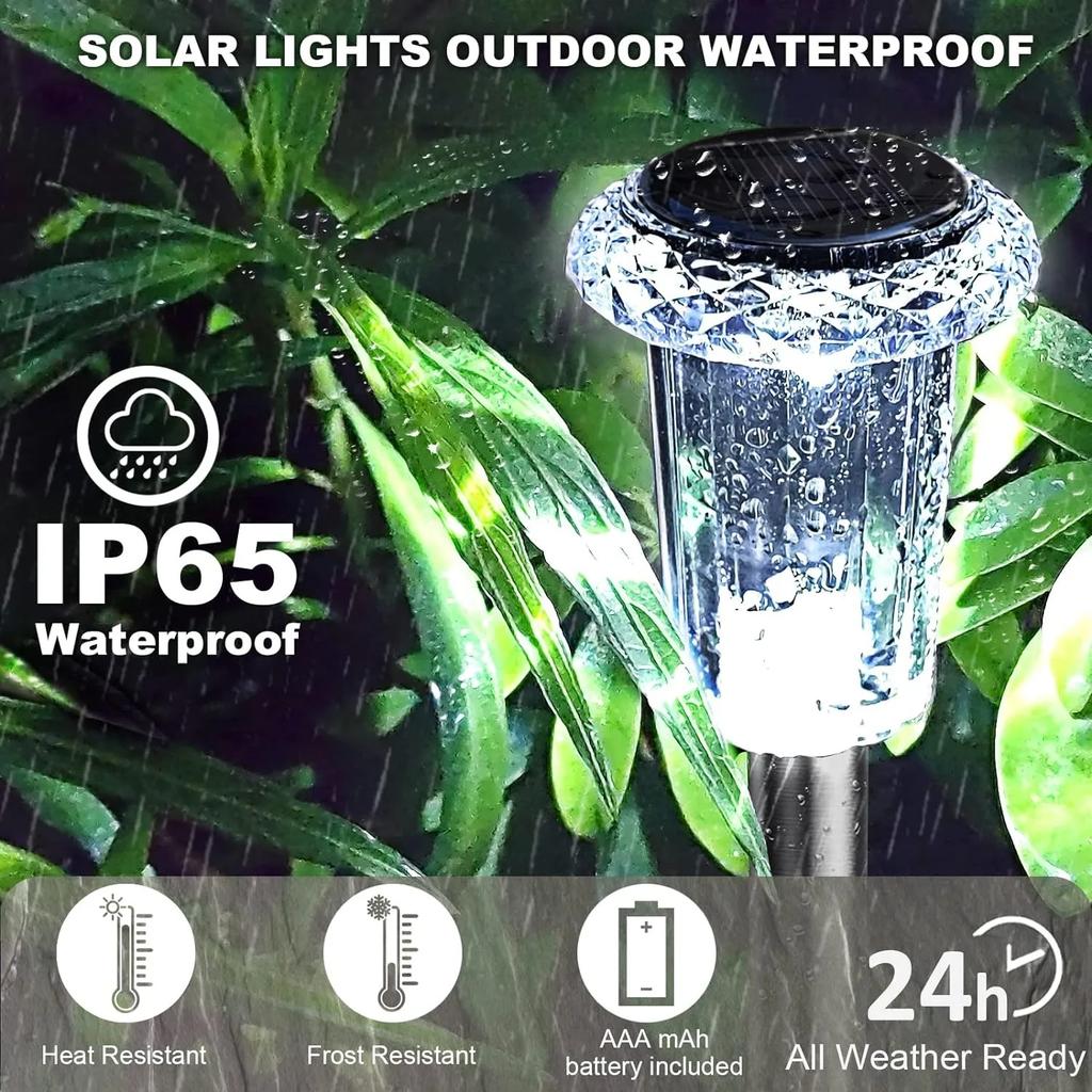Waterproof Solar Lawn Lights Outdoor Stainless Steel Garden Yard Walkway Lawn Decor Night Lights Landscape Lighting