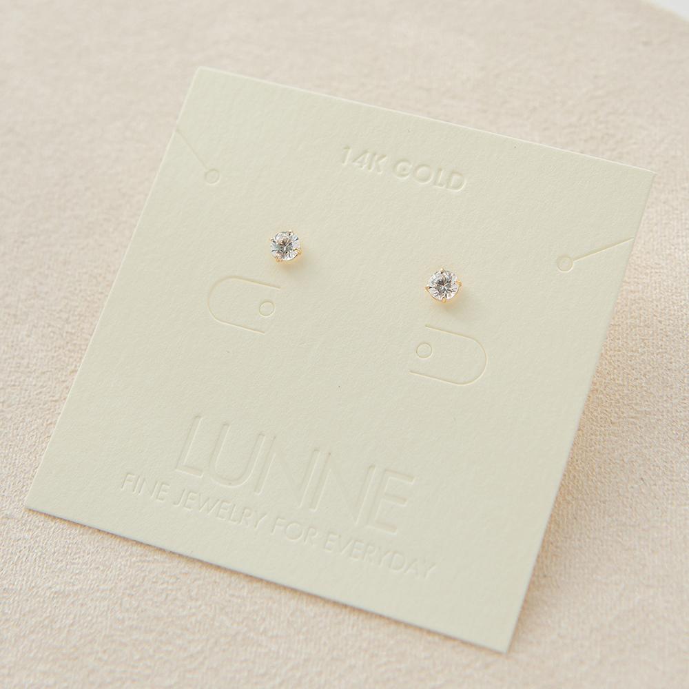 Lunne 14K Simple Cubic Earrings (14K Gold) #Es01