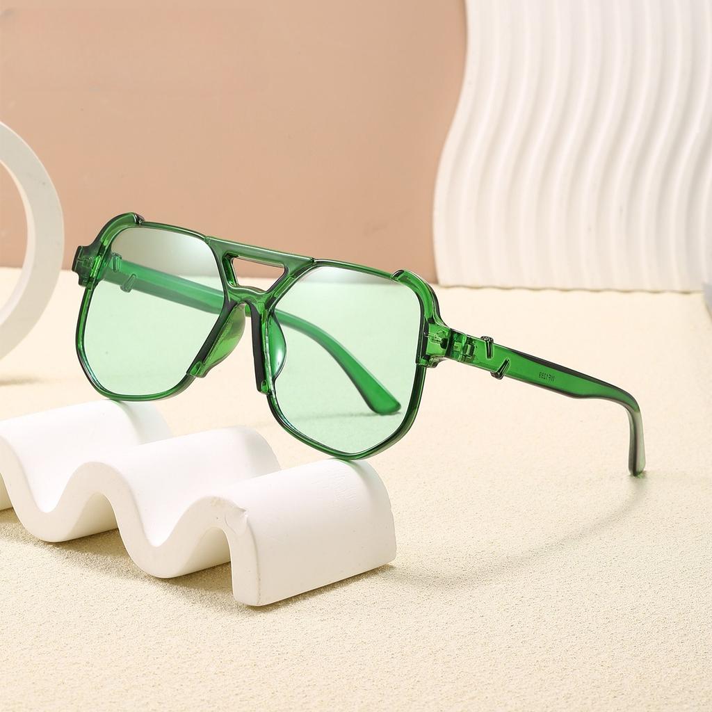 2025 Retro Double Bridge Sunglasses Large Frame PC Lenses UV400 Anti-UV Pilot Glasses for Men and Women