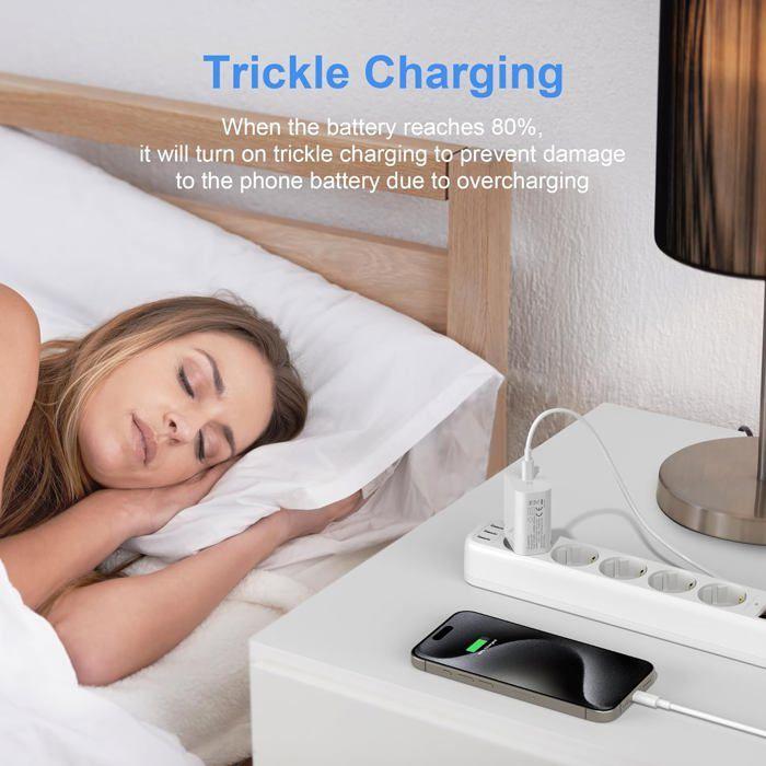 Chargeur Pour Iphone 16 15 Pro/Max/Plus/16E,Adaptateur Secteur Usb C 20W Et Câble Type-C 2M,Prise Chargeur Rapide Et Usb C Câble,É