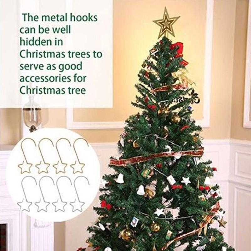 20 Pieces Metal Five-pointed Star Hooks S-shaped Xmas Tree Decors Hanging Pendant for Holiday Party Decor