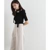 Proportion Body Dressing Ribbed Knit Sweater with Gray Women's Choker,