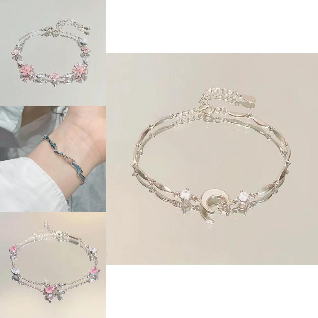 Spring Unique Alloy Jewelry With Flower Design And Moon Pendant For Gift