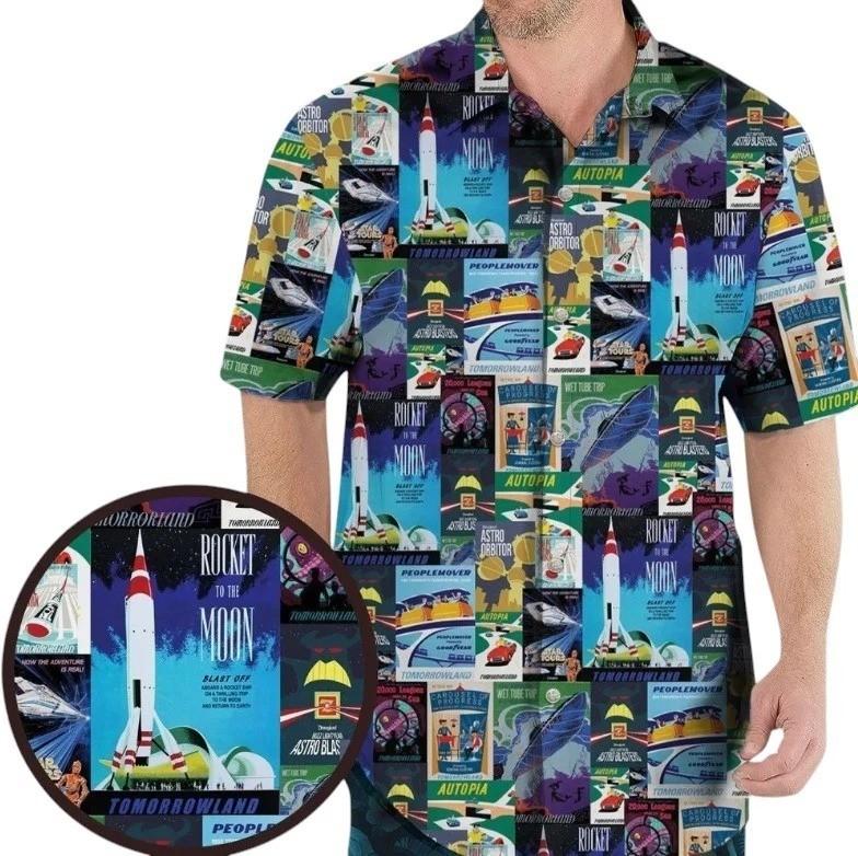 Tomorrowland Theme Park Hawaiian Shirt Casual Button Down Shirt Unisex Adults Unisex T-Shirt XL