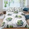 Succulents Bedding Set, Exotic Flower Duvet Cover Twin Size For Kids Boys Girls, Branches Leaf Floral Polyester Comforter Cover