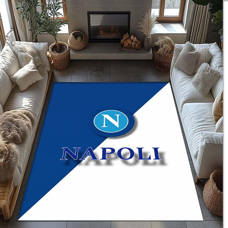 Tappeto Morbido Antiscivolo per Interni con Motivo Calcio Napoli FC Tappetino Decorativo Sportivo per Camera da Letto