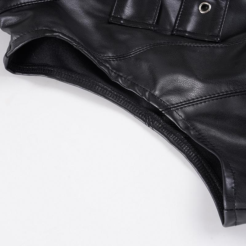 Gothic Punk Dark Style Leather Vest - Metal Decorated Sleeveless Top for Motorcycle & Cool Girl Group