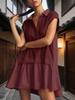 Womens V Neck Sweatshirt Dress Short Sleeve Oversized Patchwork Mini Dress