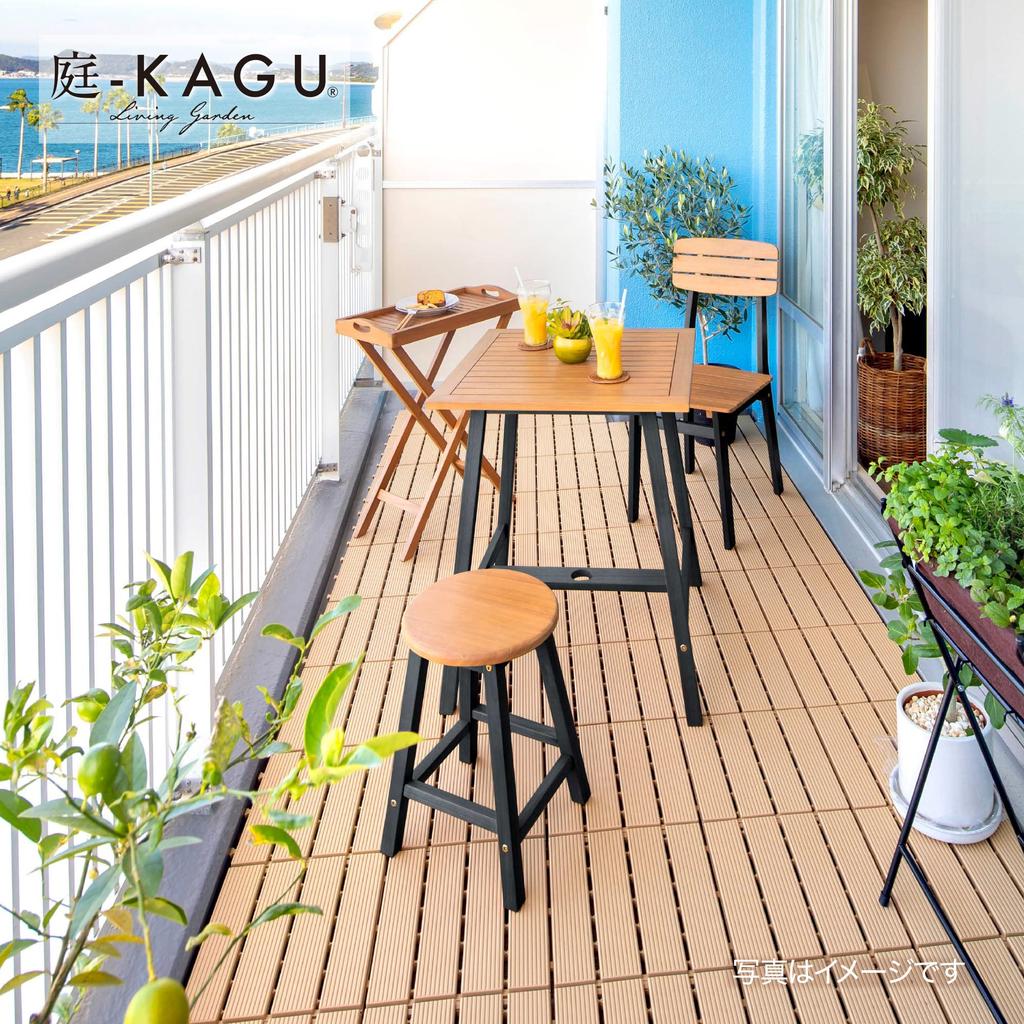 Takasho Mariewood Stool Noir, Natural Eucalyptus Wood, MWF, Flower Stand, Garden Chair, Garden Table, Durable Eucalyptus Wood, MWF-26CCG