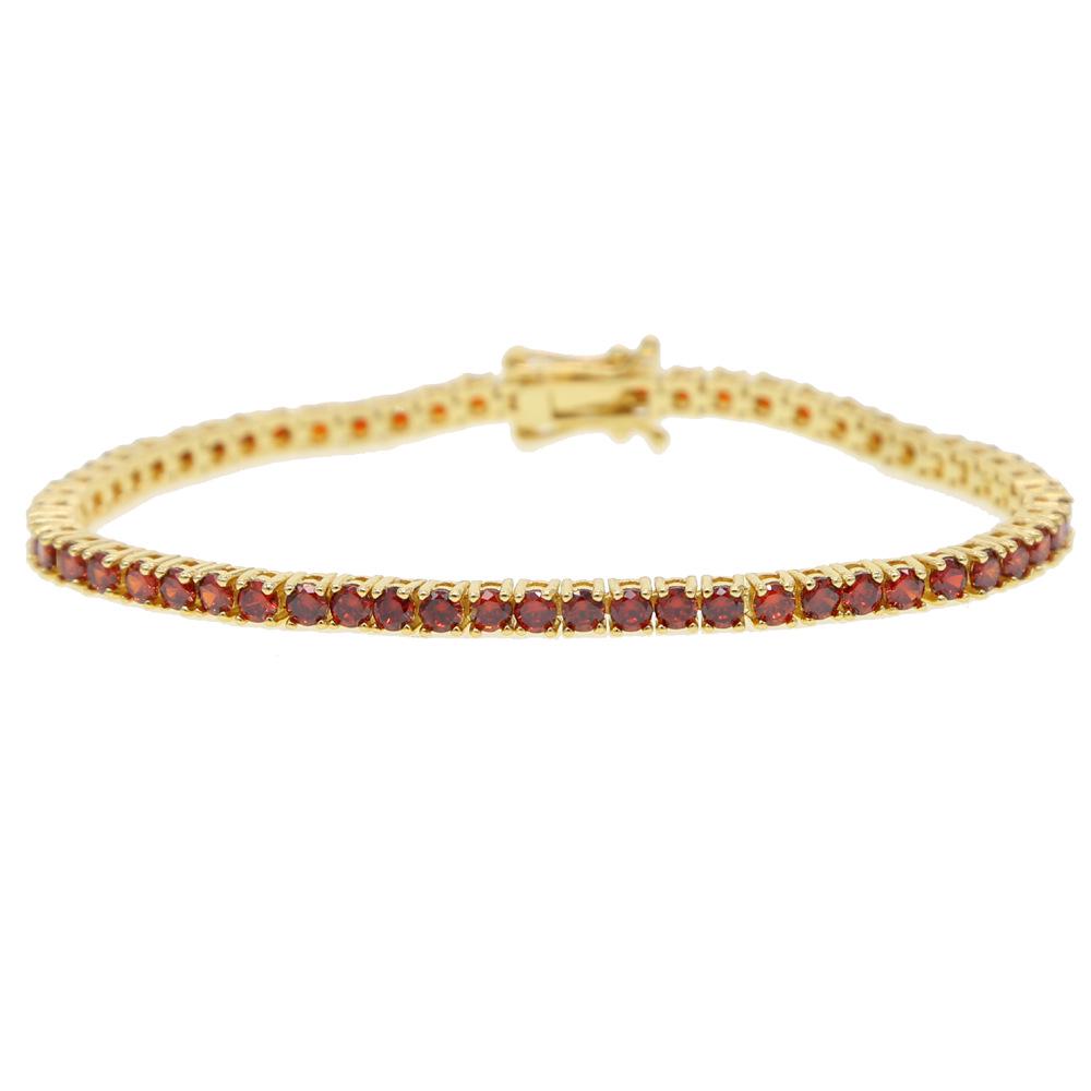 Multicolor 3mm Zircon Tennis Chain Bracelet - Hip Hop Style for Women