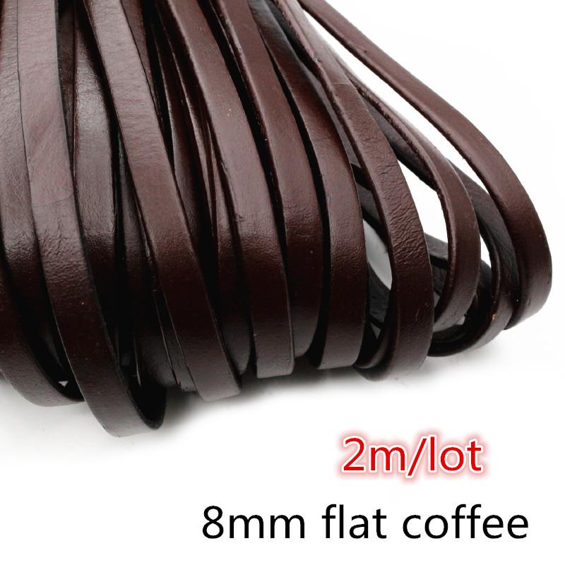 2-5m/lot 1-8mm Genuine Cow Leather Round/Flat Strand Thong Cord DIY Bracelet Findings Rope String For Jewelry Making Accessories