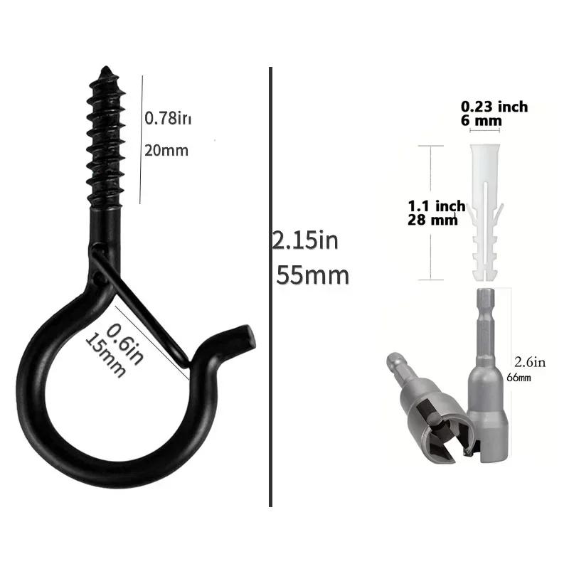 40Pcs Q-type Spring Hook Safety Buckle Anti Drop Pendant Lamp Screw Hook Safety Wall Hanging Strong Load-bearing Screw