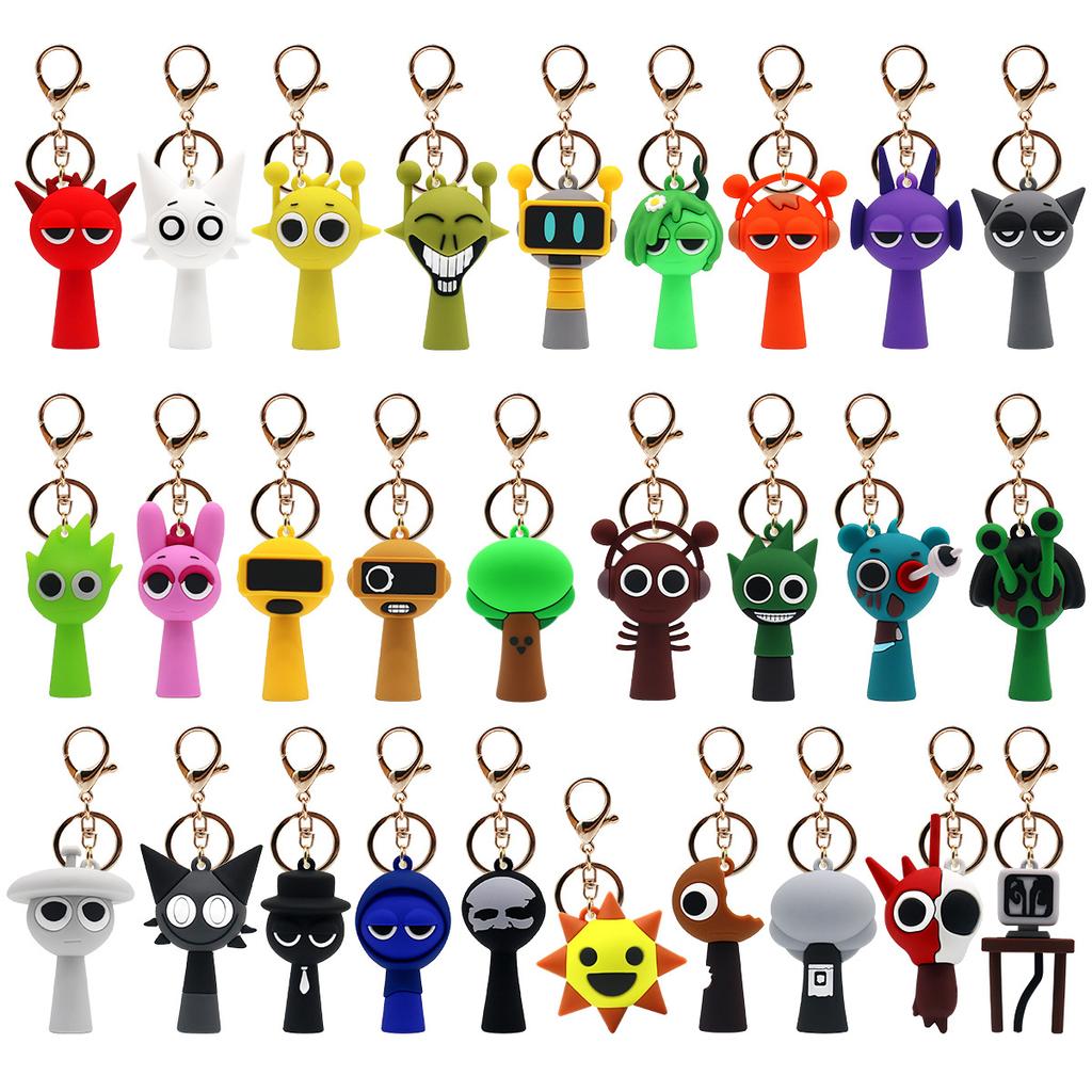 Cartoon Sprunki Keychain Cute Sprunki Oren Raddy Gray Brud Vineria For Men Women Car Bag Pendant Keyring Jewelry Fans Gifts