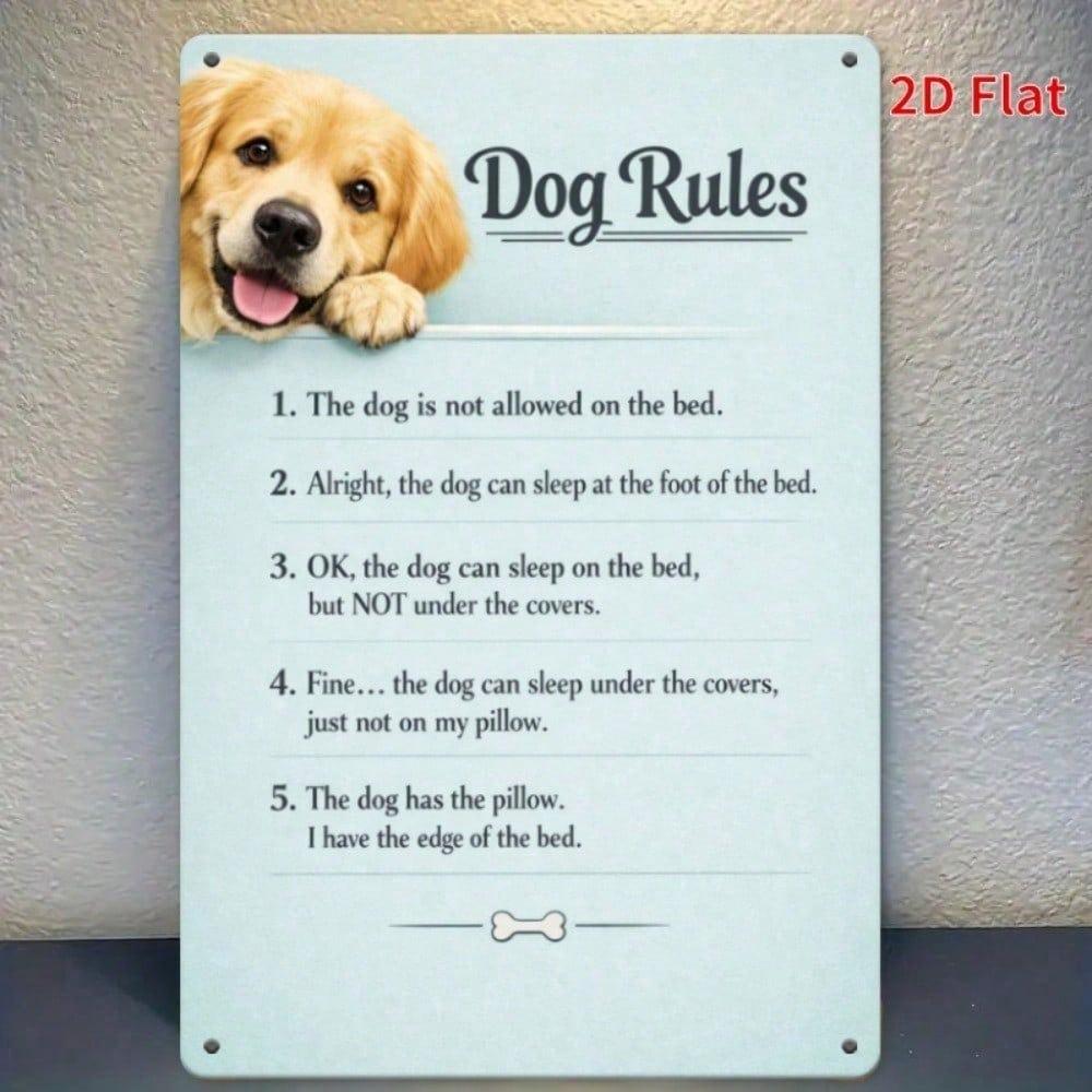 Vintage Dog Rulebook Metal Sign Waterproof Tin Plaque Wall Art Home Cafe Decor