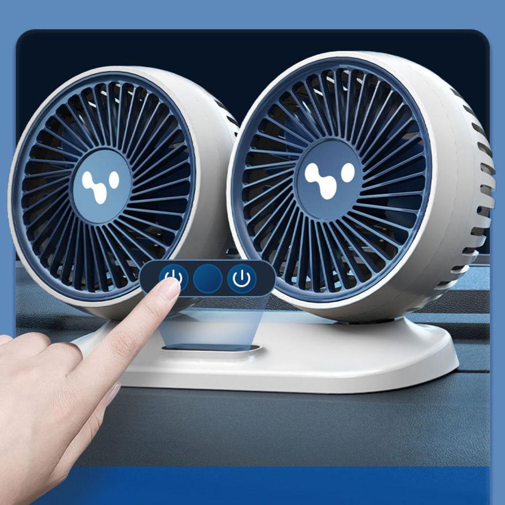 Dual Head USB Car Air Fan Strong Wind Vehicle Air Circulator 12V 24V 3 Speeds Adjustable For Auto Cooler Air Fan Car Accessories