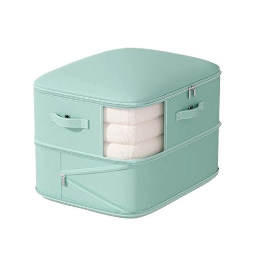 Comforter Storage Bag Zipper Compression Bag with Clear Window And Carry Handles Space Saver Organizer for Duvet Winter Clothes Quilts Bedding 2-Layers зелёный