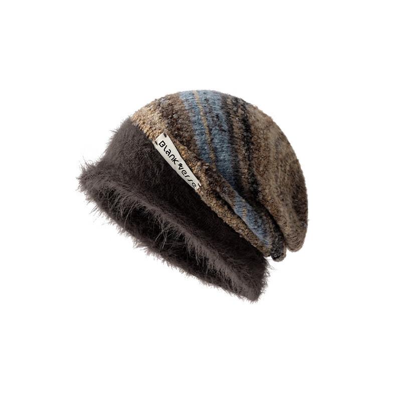 Gudeng Autumn Winter Maillard Plush Retro Knitted Beanie