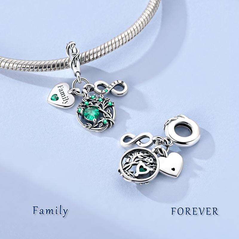 925 Silver Green Series Flower Tree Apple Pendant DIY Fine Beads Fit Original Charms Bracelet Women Jewelry Diy