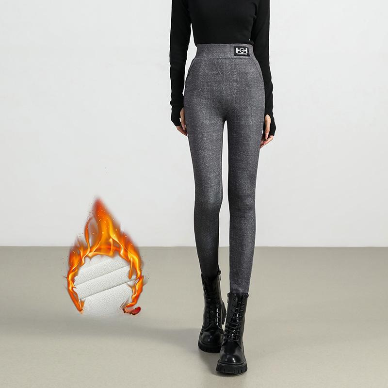Herbst Winter Frauen Lammwolle Warme Leggings Hohe Elastische Sexy Dicke Thermische Dünne Hosen