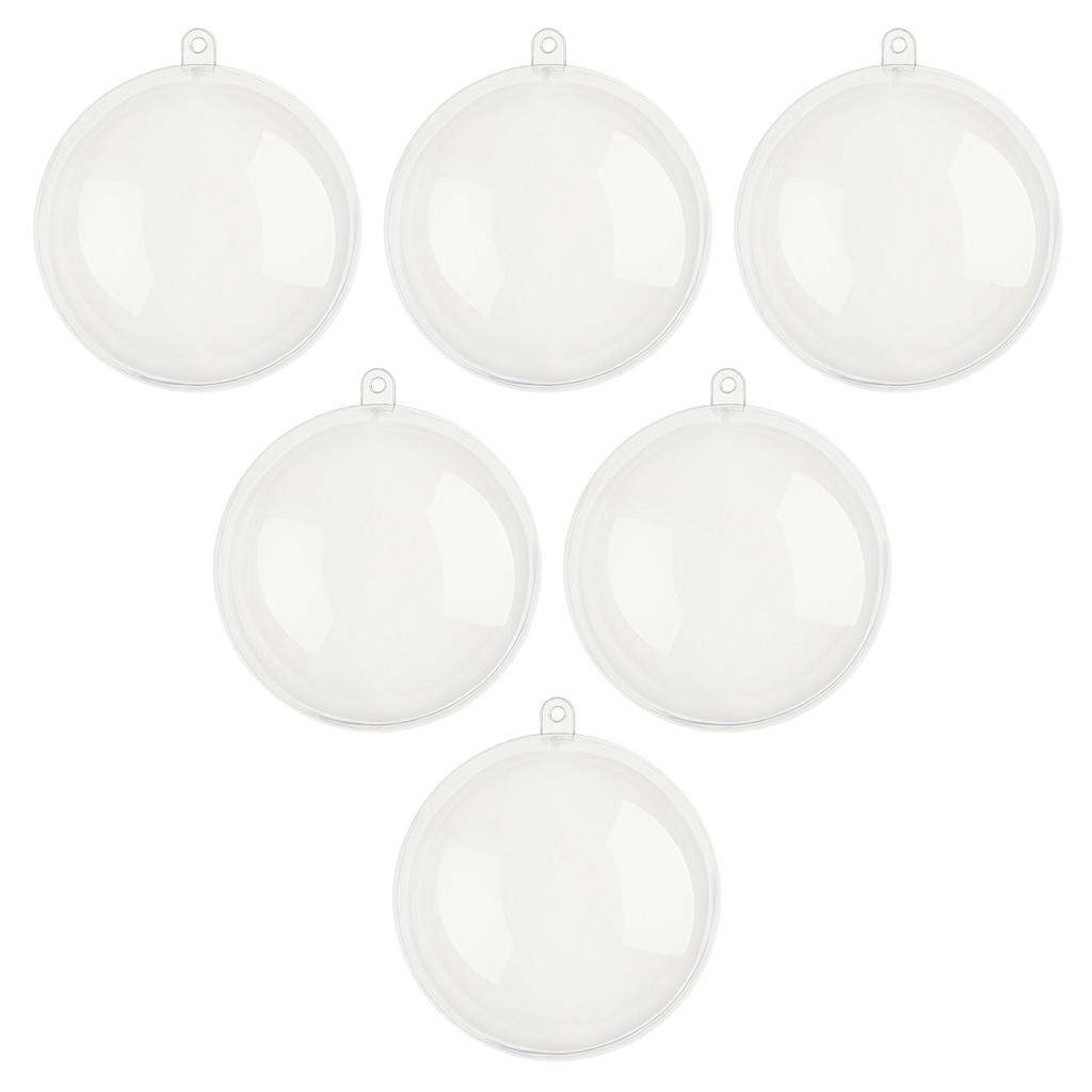 Set Of 6 Transparent Plastic Fillable Baubles Christmas Tree Hanging Ornaments Festival Home and Event Decoration