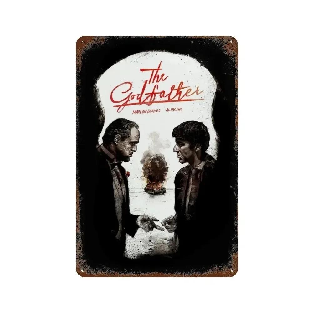 Retro Vintage Metal Tin Poster  The Godfather Sign Plaque for Bar Club Home Wall Decor  Classic Movie Wall Plate Pendant