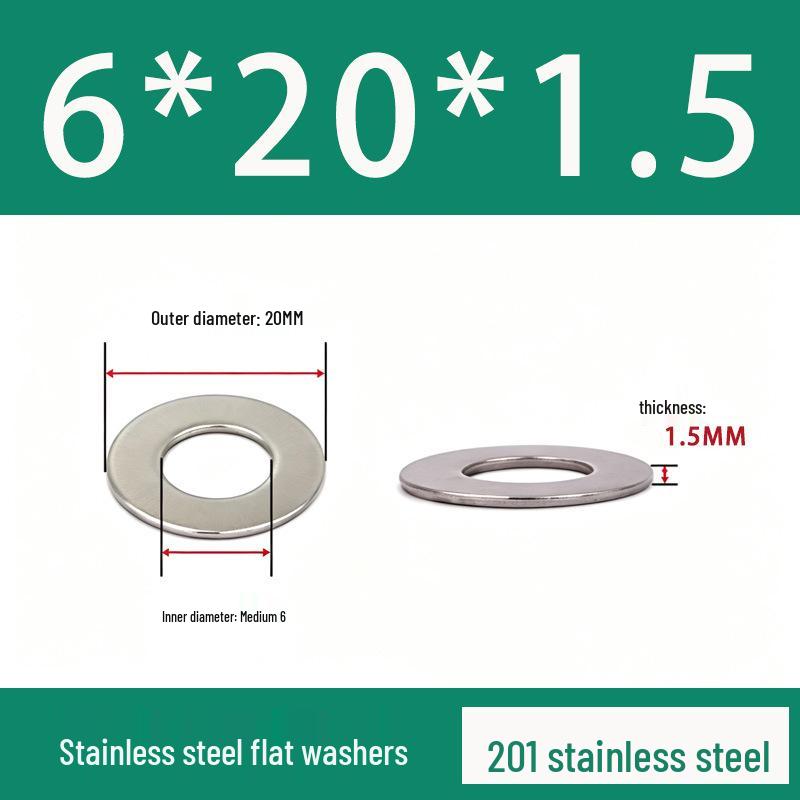 201 Stainless Steel Rust-proof Flat Washer - National Standard Hardware Fasteners with Complete Specifications, In Stock.
