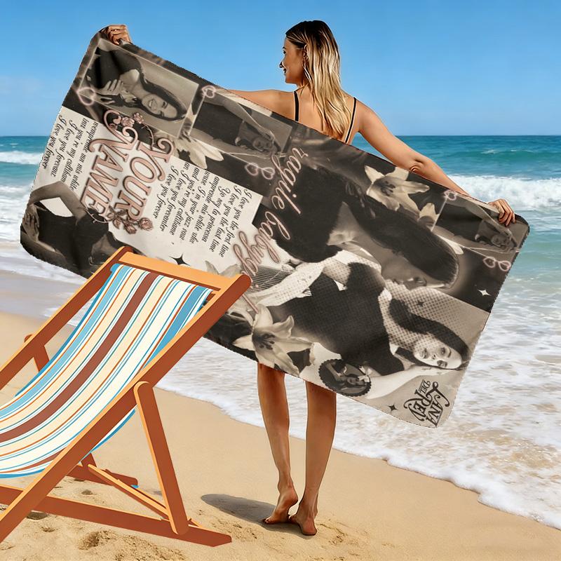 Name Custom Lana Del Rey Poster Print Beach Towel, Large Soft Quick Dry Towel for Beach Camping Swimming