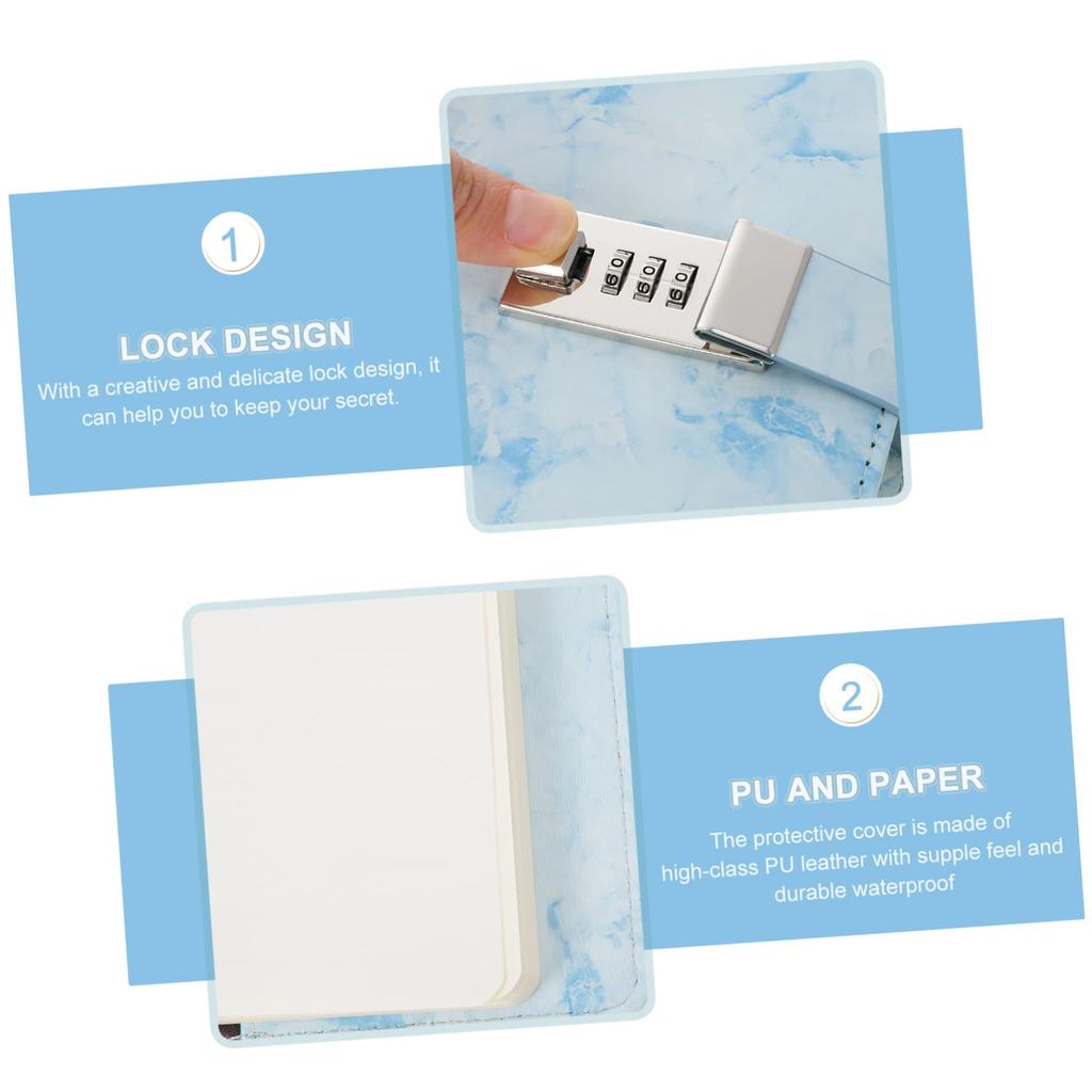 HONMEET Multifunctional Password Lock Diary with Lock, A5 Size, for Work and Study Planning, Easy-to-Write Paper, 15 x 22 cm, Portable