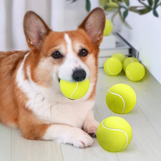 Squeaky Tennis Dog Chew Toy Bite Resistant Aggressive Chewer Interactive Ball Toy Small Medium Large Dog Teething Cleaning Ball Toy