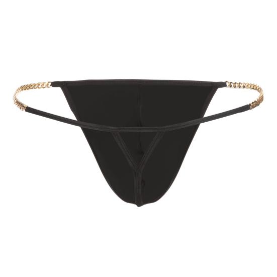 Men Thong Ice Silk Underwear Sexy Metal Chains Comfortable Hollow Out G-Strings Briefs Slim Fit High Elasticity Panties