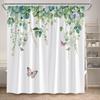 Floral Shower Curtain Watercolour Purple Lavender Flowers Butterfly Plants Leaves Bathroom Curtains Fabric Home Decor With Hooks