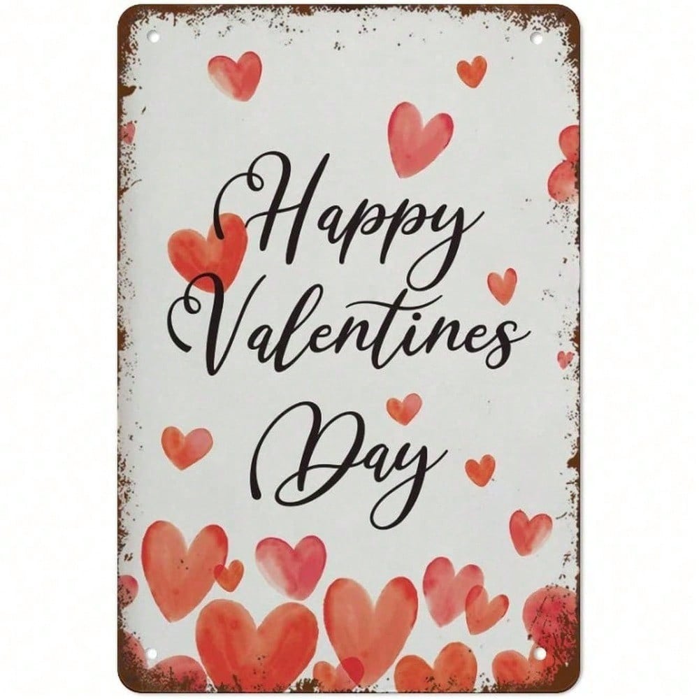 1PC Vintage Heart Tin Sign 8x12 Inch Retro Wall Art Metal Decor For Bar Home Valentine