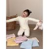 Kids Cotton Wool Blend Pajama Set Solid Color Soft Homewear Girls Boys