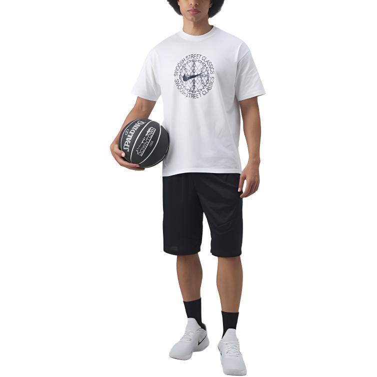 Nike T Shirts Men's White Crew Neck Moderate Straight Fit FZ8070-100