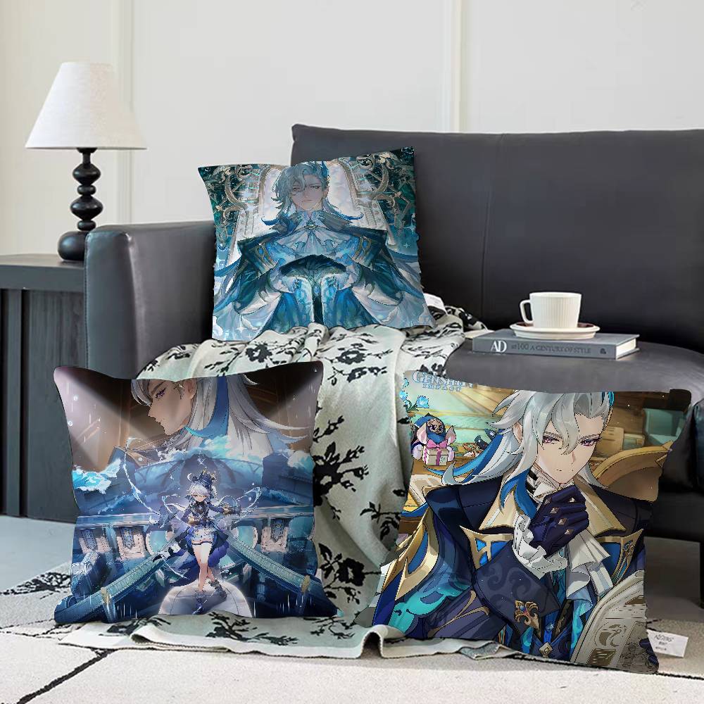 Neuvillette Genshin Impact Kissenbezug Abnehmbarer Waschbarer Kissenbezug – Ganzjahresweiches Leinen