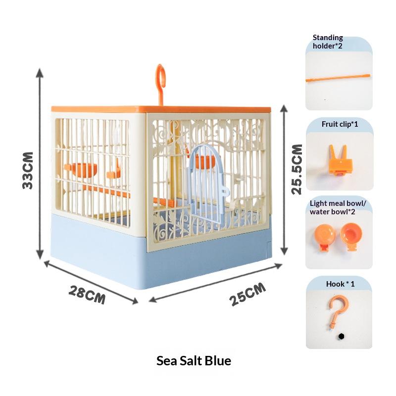 Customizable Medium Size Bird Cage Outdoor Observation Large Space Breathable Solid Bird Walking Tool Breeding Cage Pet Cage (Blue,M) синий