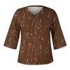 Women's Shirt Blouse Casual Loose Shirts  3/4 Sleeve  Print  V Neck Tops Print  Tops T-shirts Tee