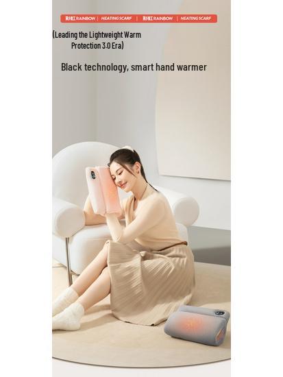 Iridescent Rechargeable Hand Warmer: Adjustable Temperature, Washable Pad, Smart Digital Display.