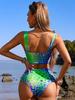 Bikini con Estampado de Leopardo en Degradado Azul y Rosa: Bañador de Estilo Europeo y Americano de Moda