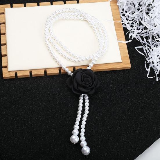 Women Waist Chain Camellia Decor Faux Pearl Single Layer Adjustable Size Waist Belt Various Outfit Accessories