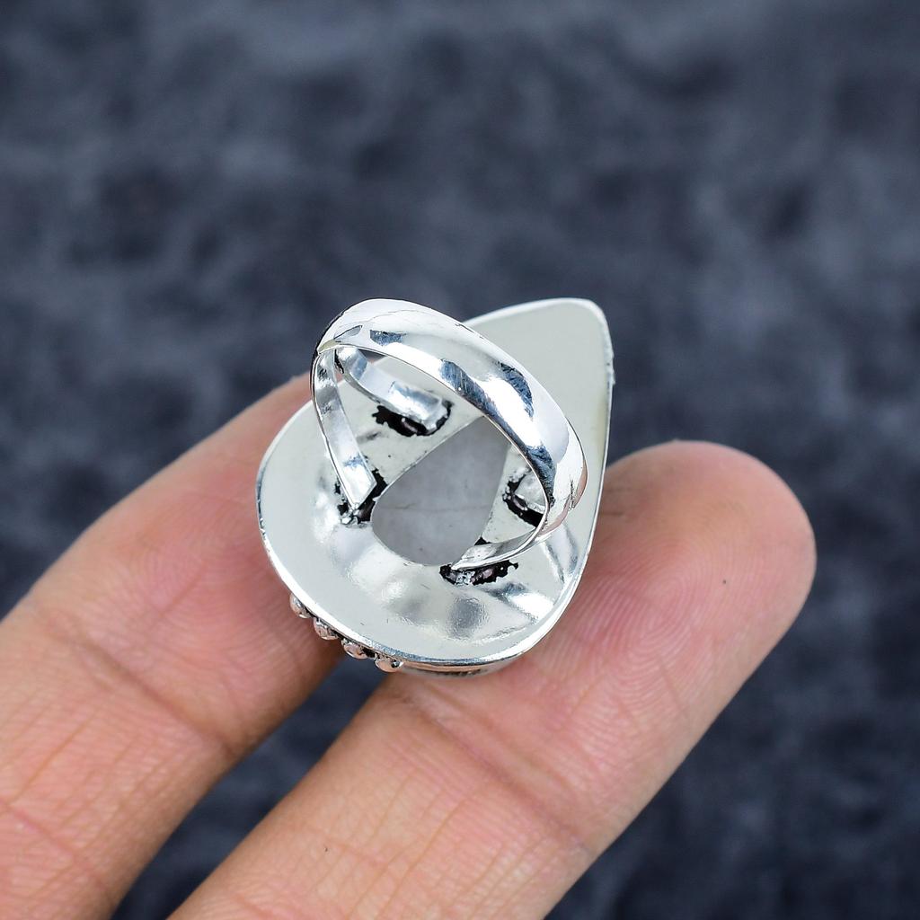Rainbow Moonstone Gemstone Handmade 925 Sterling Silver Jewelry Ring Size 7 M-2802