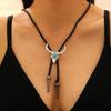 Retro Fashion Long Leather Cow Head Necklace Pendant