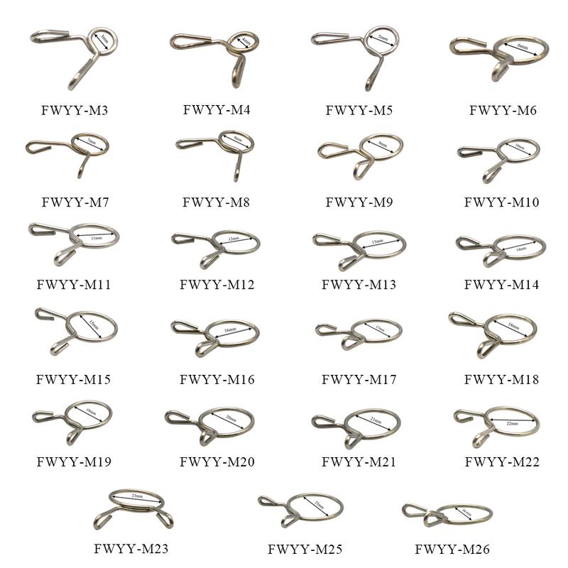10PCS Fuel Line Oil Air Tube Clamp Hose Spring Clip Fastener For  M3-M26 diameter 3mm