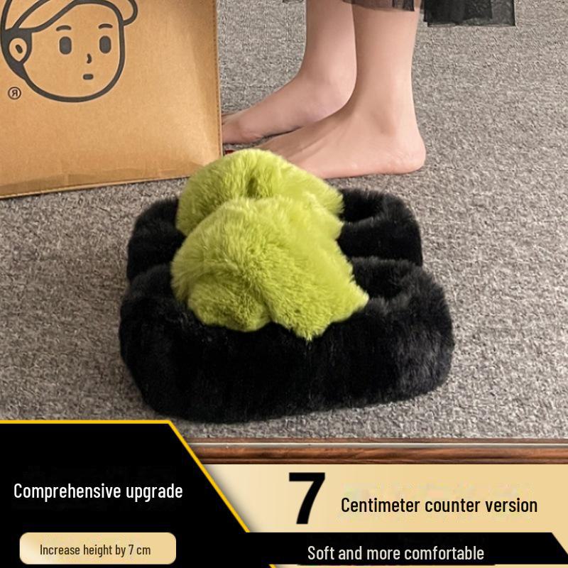 Women's 2023 Autumn Fashionable Thick-Soled Cotton Fur Slippers - Trendy and Stylish Casual Outerwear